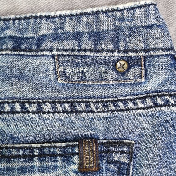 Buffalo jeans Six authentic men's size 31x32 hard washed blue frayed distressed - Picture 5 of 14